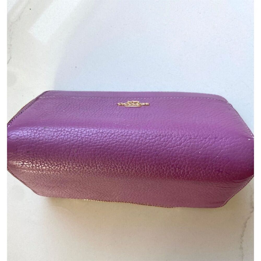 Coach Dark Berry Zip Around Leather Wallet - Picture 6 of 7